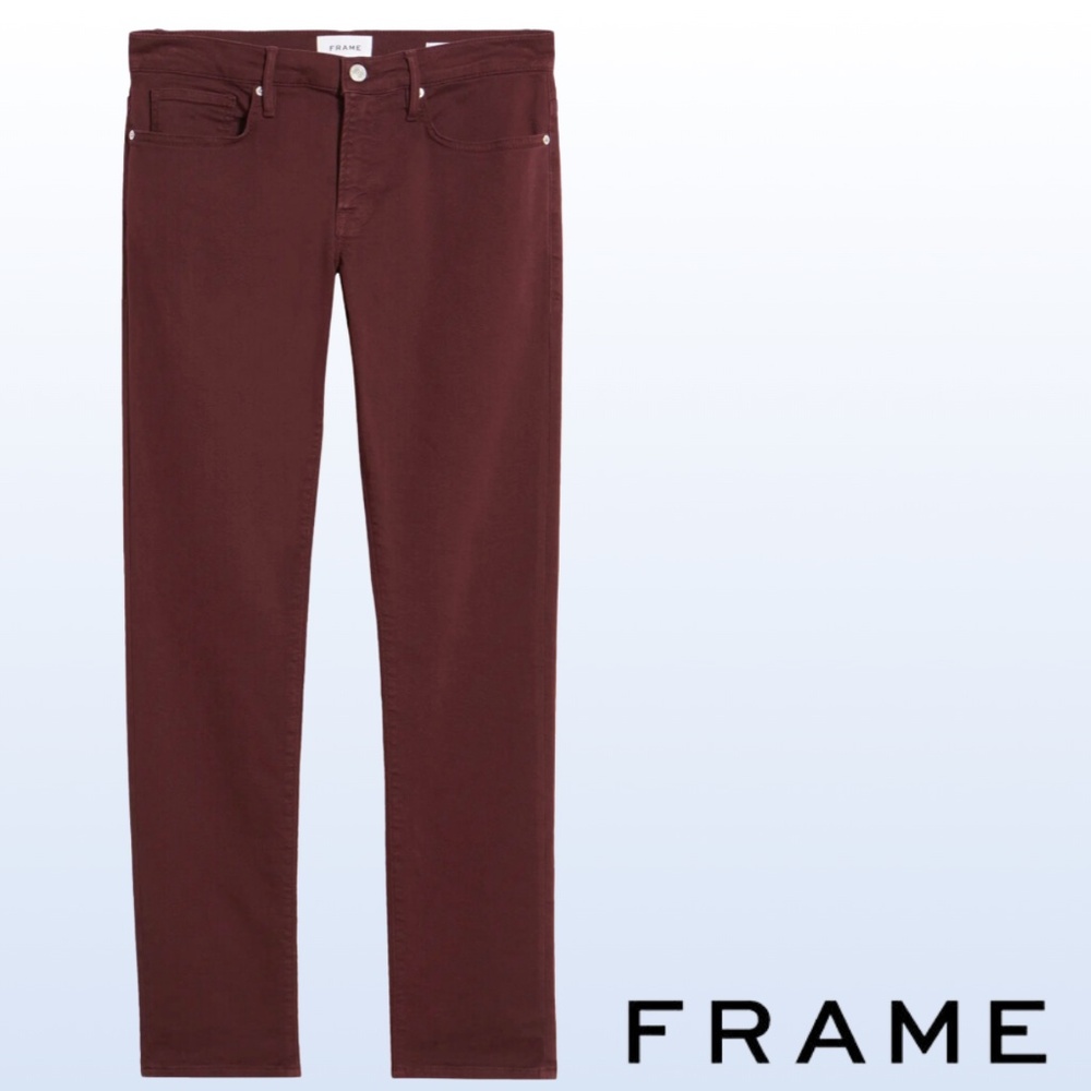 FRAME Men's L'Homme Slim Fit Jeans in Garage Maroon - 36 - Picture 5 of 14